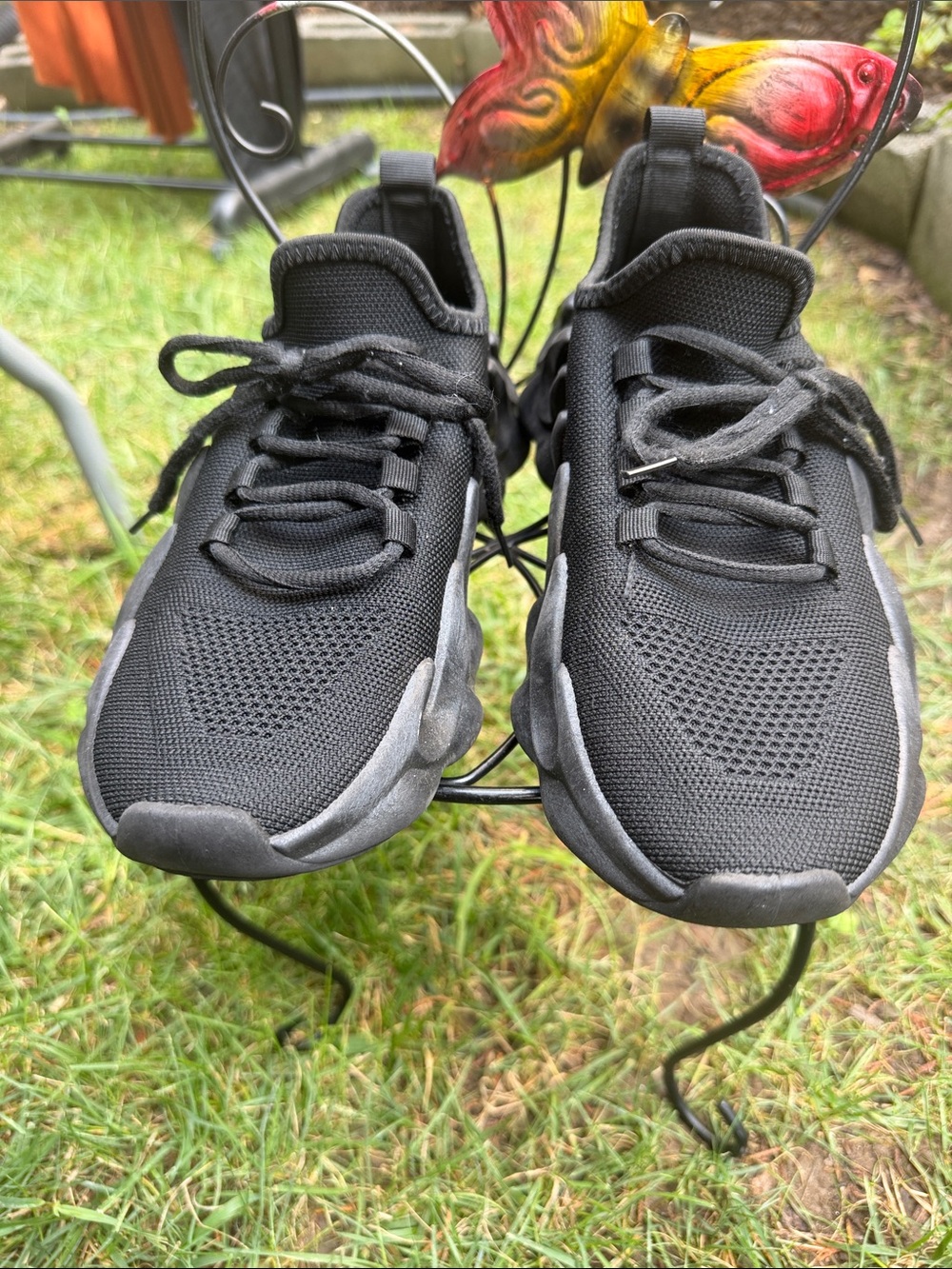 Black Knit Slip-On Athletic Sneakers